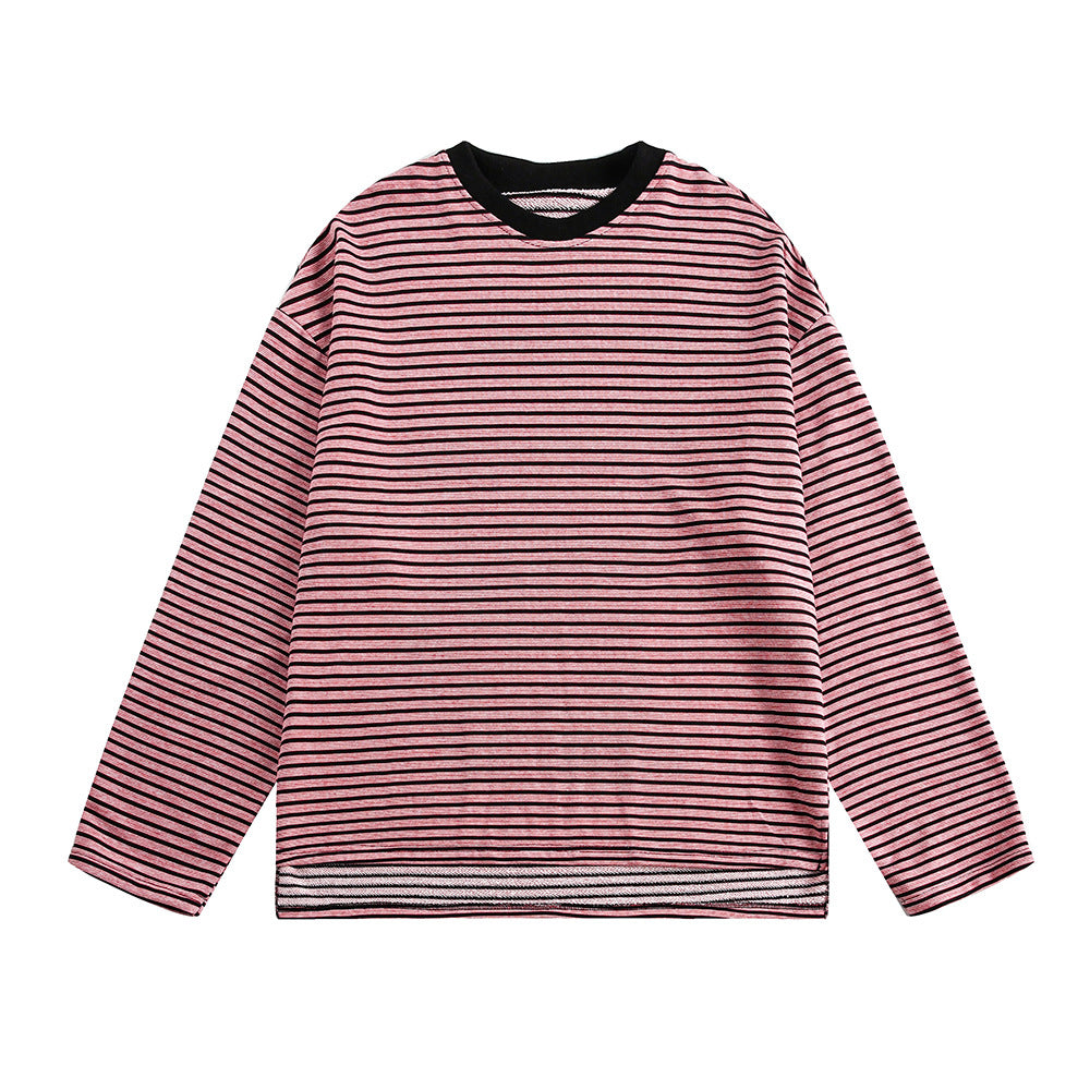 Unisex Striped Loose Knit Sweater for Spring & Autumn