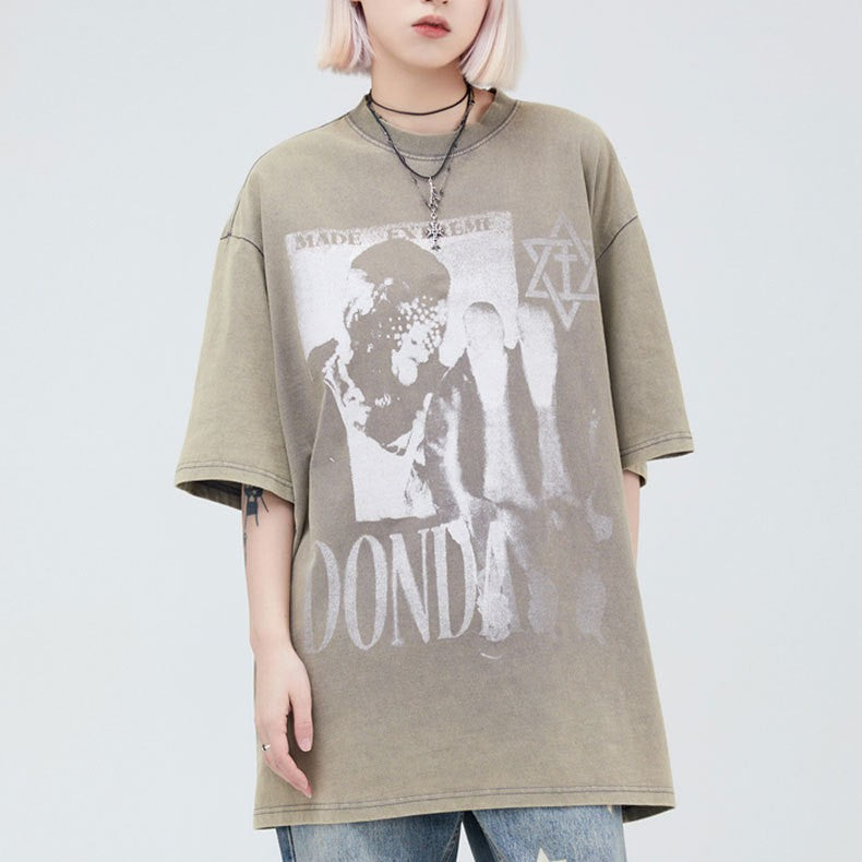 Vintage Washed Loose Short Sleeve Graphic Tee