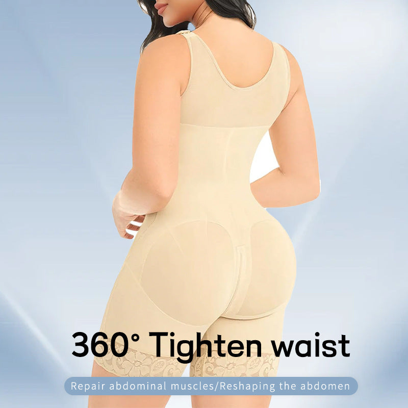 Plus Size Corset Zipper Waist One-Piece Bodysuit