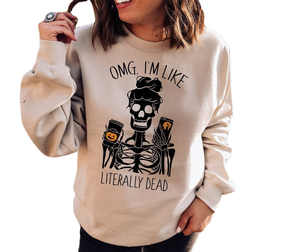 Halloween Pumpkin Print Long Sleeve Casual Sweatshirt