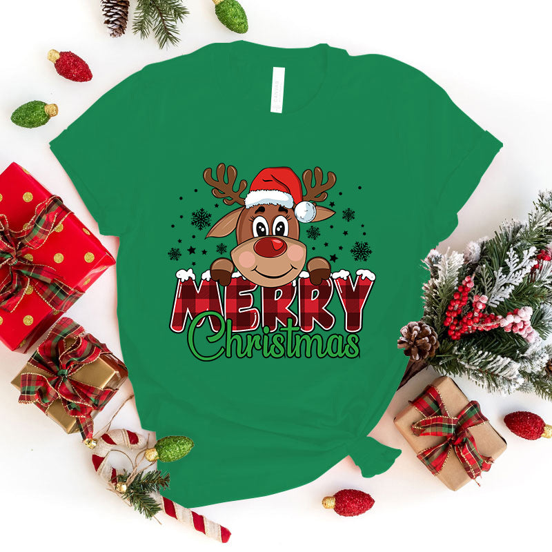 Cute Merry Christmas Printed Tee - Festive Holiday Shirt