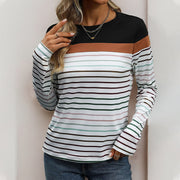 Color-Block Striped Long‑Sleeve T‑Shirt – Casual Chic Top