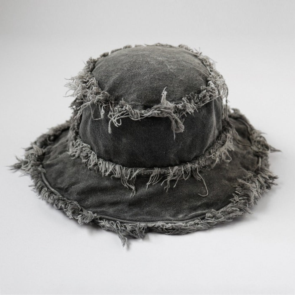 Vintage Distressed Denim Boater Hat