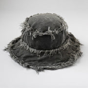 Vintage Distressed Denim Boater Hat