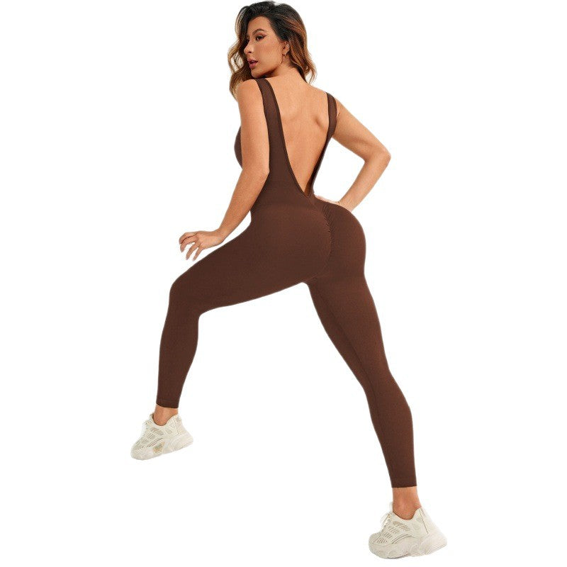 Seamless V-Neck Back-Slimming Fitness & Yoga Jumpsuit