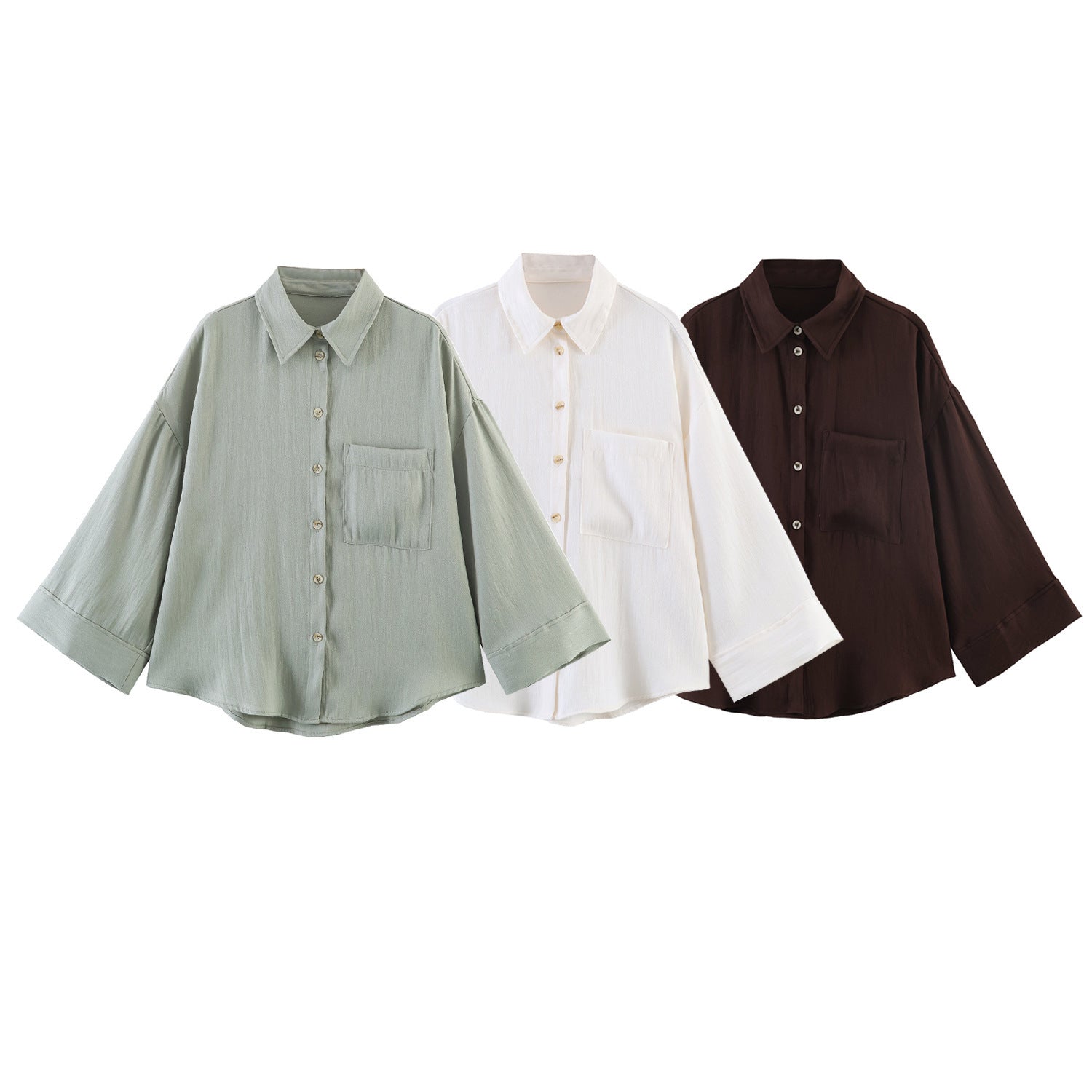 European And American-style Loose-fit Wide-sleeve Long-sleeve Shirt
