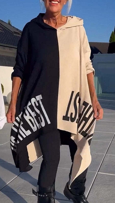 Women's Cozy Hooded Long Sleeve Print Sweatshirt Dress
