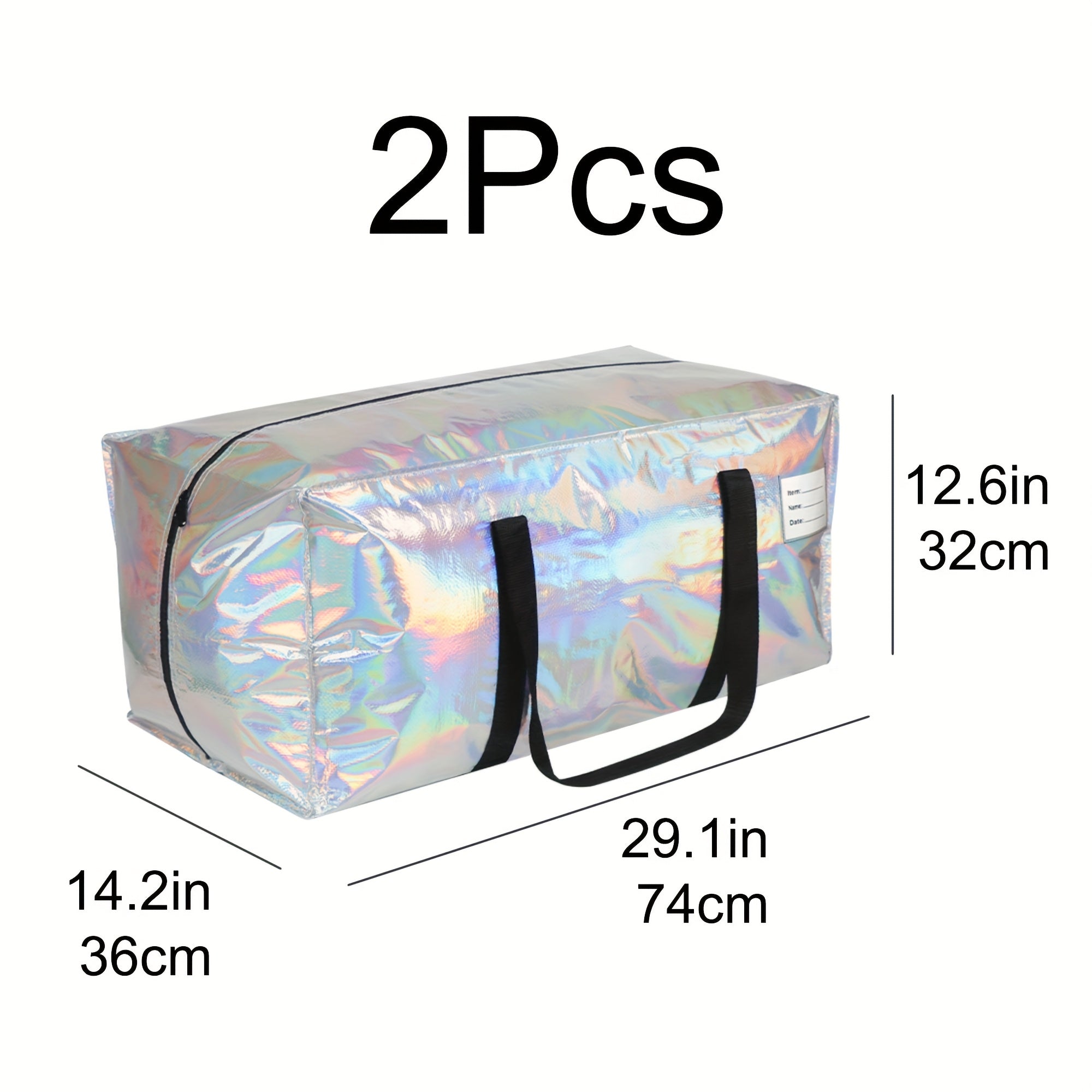 2‑Piece Large Silver Moving Bags with Zippers and Handles – Foldable Fabric Tote Alternative to Boxes