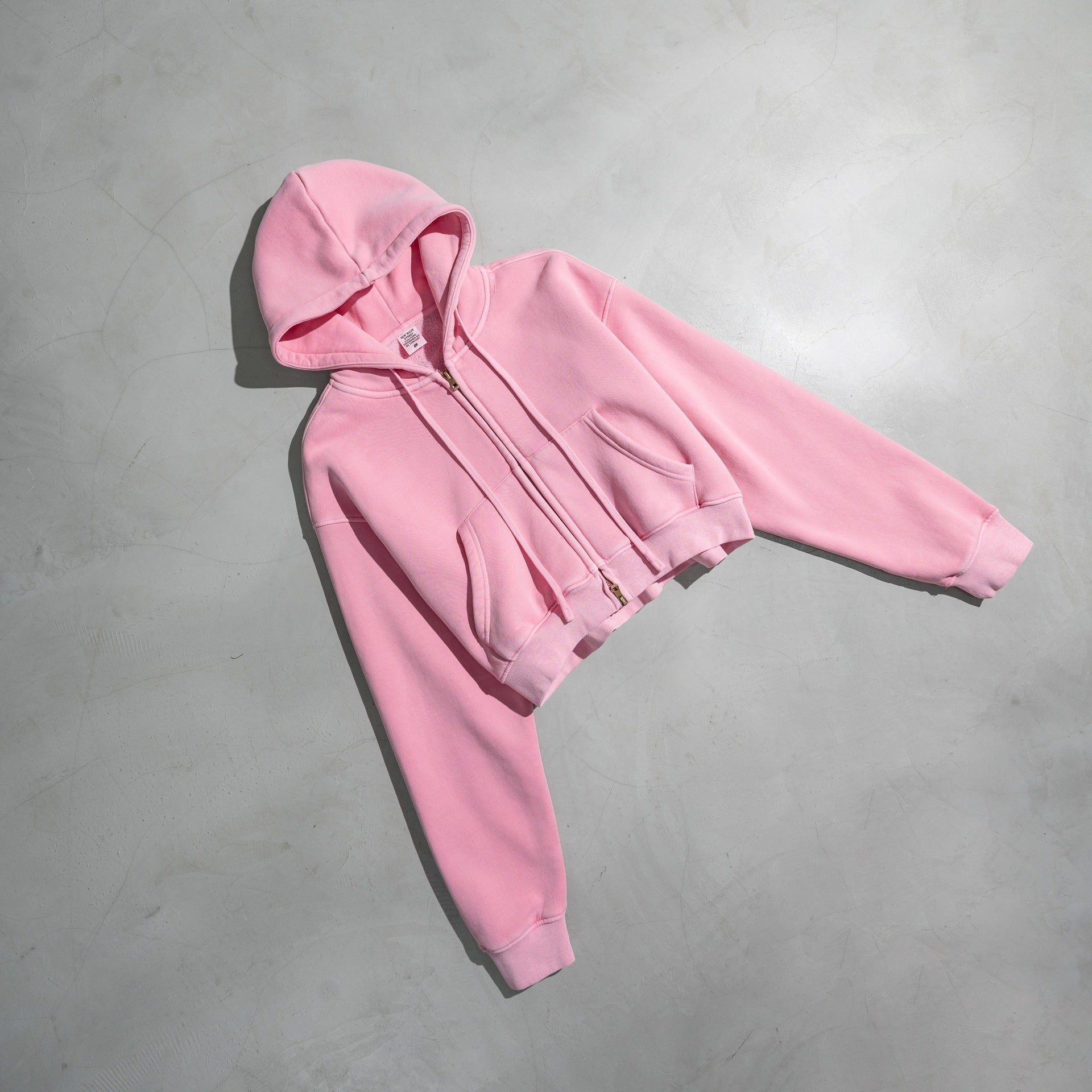 Retro Color Block Zip Hooded Sweater