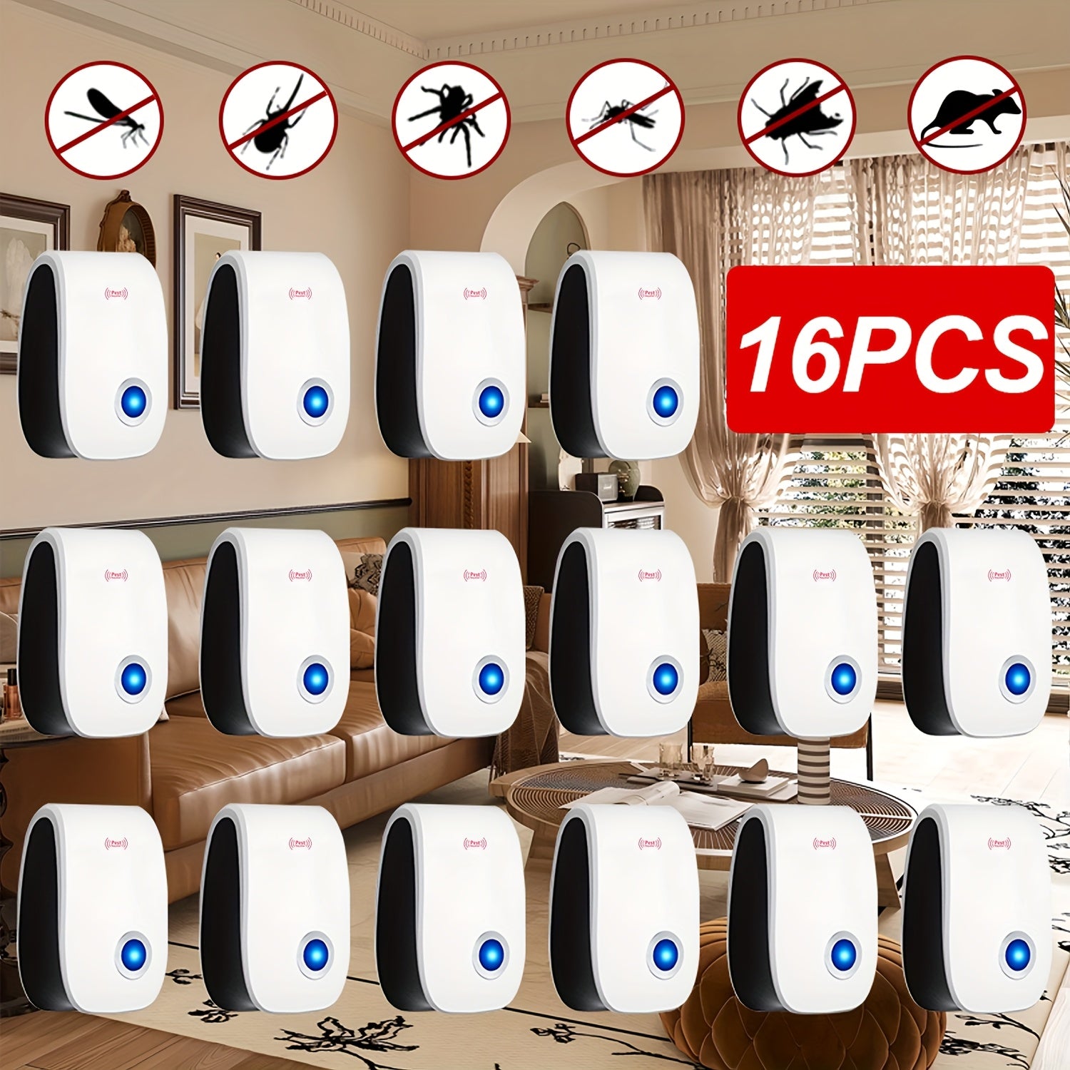Whole House Insect Repellent Plug-In Device with 360° Soundwave Technology