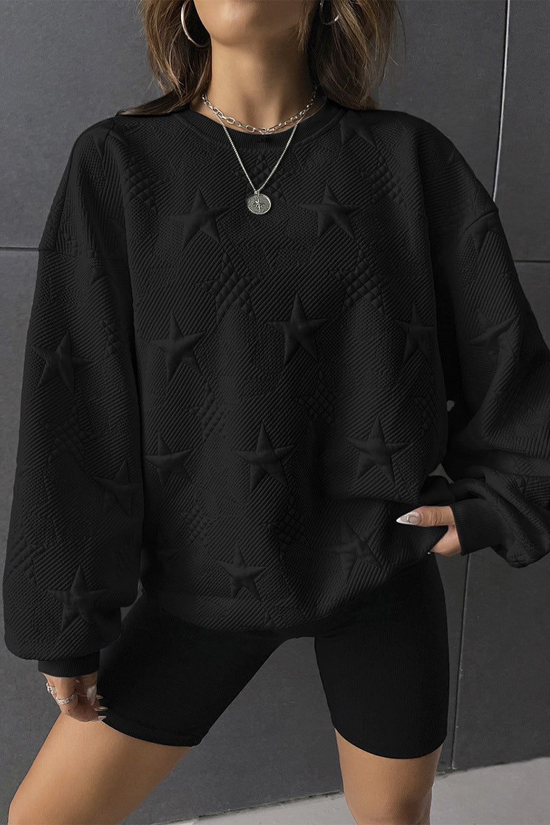Geometric Casual Loose Round Neck Pullover for Women