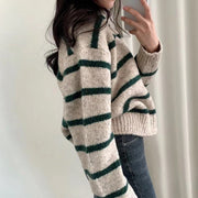 Womens V-neck Long-sleeve Knit Sweater