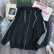 Women's Striped Loose Hoodie Cardigan Jacket