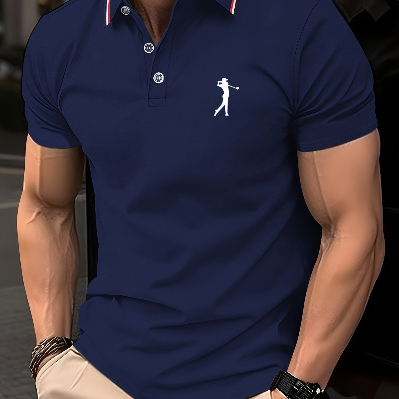 Short Sleeve Print Polo Shirt for Men