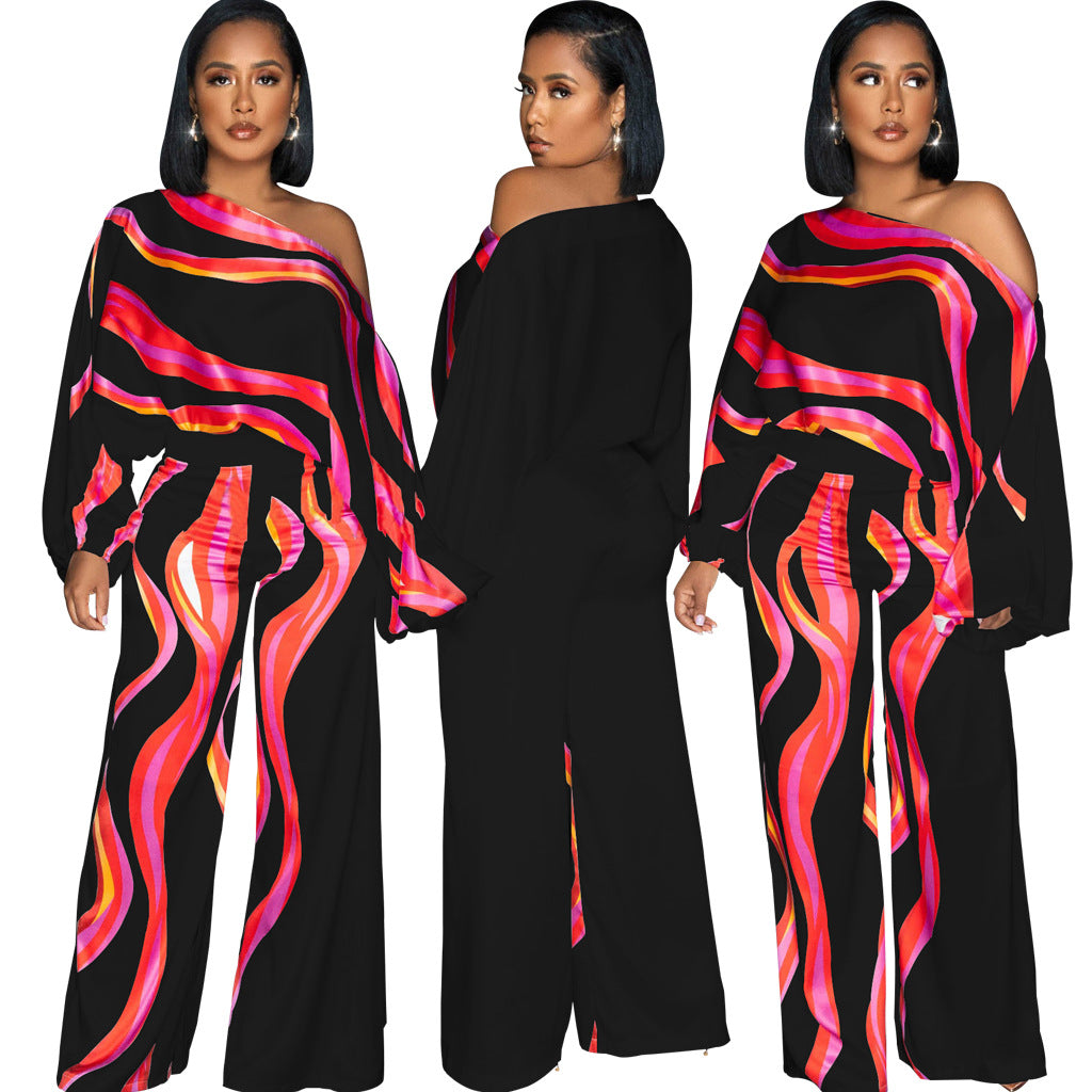 Stylish Womens Wide-leg Jumpsuit With A Single-shoulder