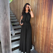 Chic V-Neck Halter Wide-Leg Two-Piece Set