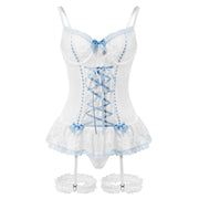 Pure Desire Girly Style Lace Bow With Leg Circumference One-piece Underwear Suit