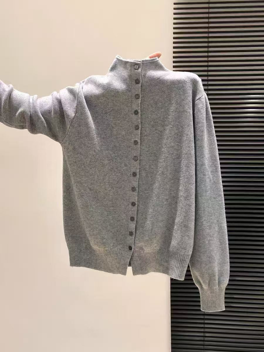 Slimming Versatile Mock-neck Knit Cardigan Sweater
