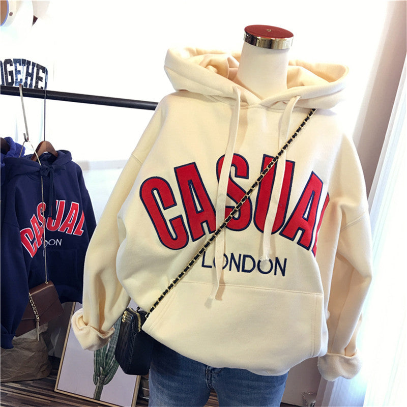 Korean Style Loose Winter Pullover Hoodie for Women