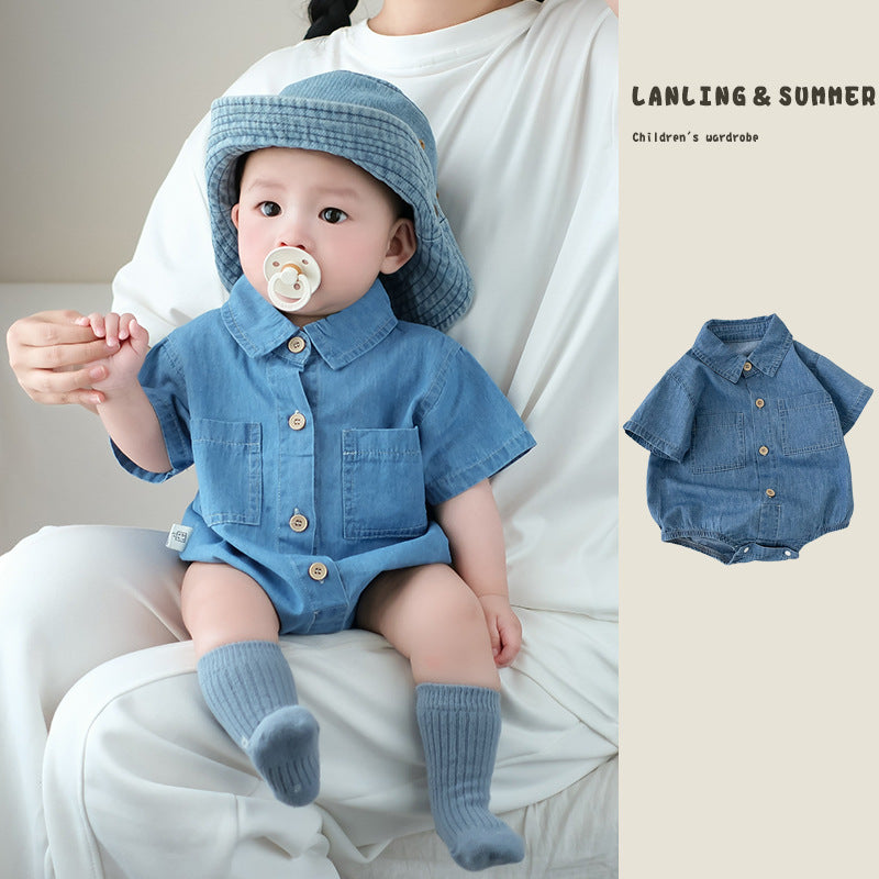 Cute Baby Denim Jumpsuit – Breathable Summer Romper