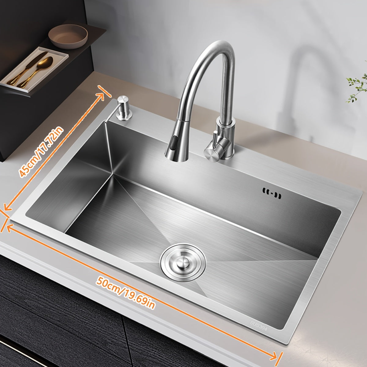 Stainless Steel Smart Waterfall Kitchen Sink with Pull-Down Faucet