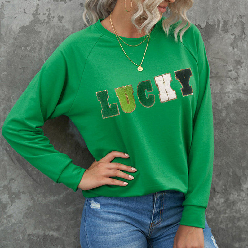 Women's Letter Embroidered Loose Pullover Sweatshirt