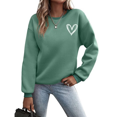 Women's Printed Round Neck Long Sleeve Pullover Sweater