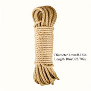10m Natural Jute Rope  Dual Use: Outdoor Camping & Cat Scratcher  DIY Scratching Toy/post, Furniture Protector For Cat Claws  Durable For Pet & Outdoor Needs