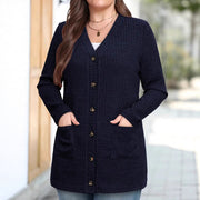 Solid-color Long-sleeve Womens Long Cardigan Coat