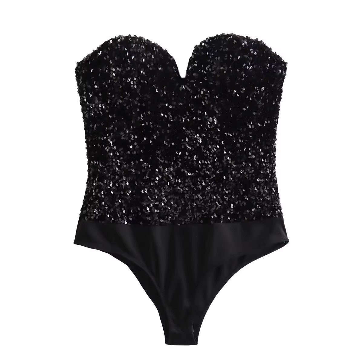 Women's Fashion Tube Top Sequins Jumpsuit