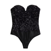 Women's Fashion Tube Top Sequins Jumpsuit