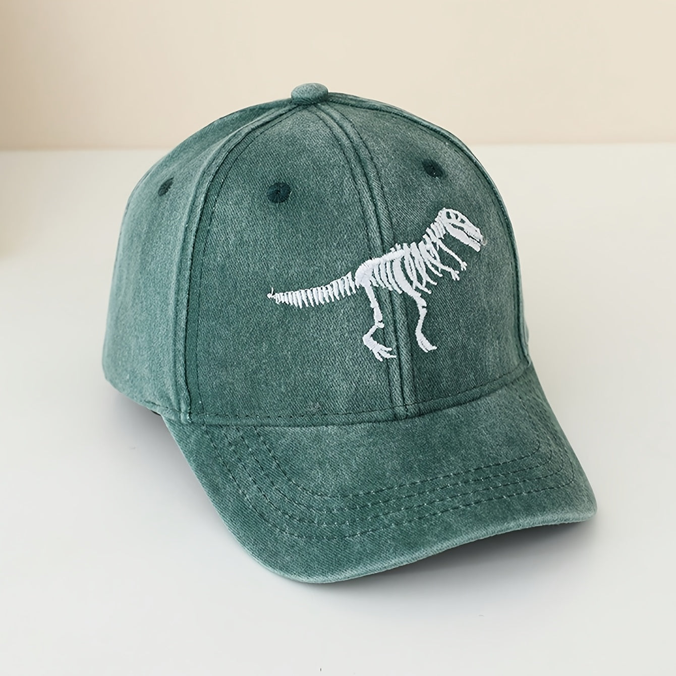 Toddler Dinosaur Embroidered Baseball Cap with Bone Print