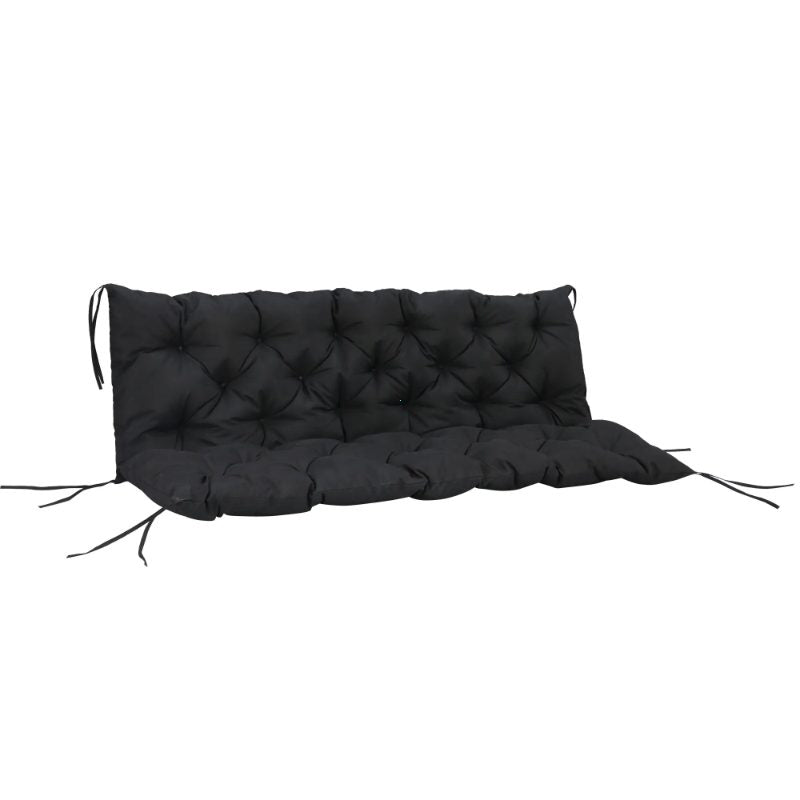 59" X 38" Tufted Cushion Outdoor Furniture, 3-Seater Swing Chair, Patio Sofa/Couch, Black