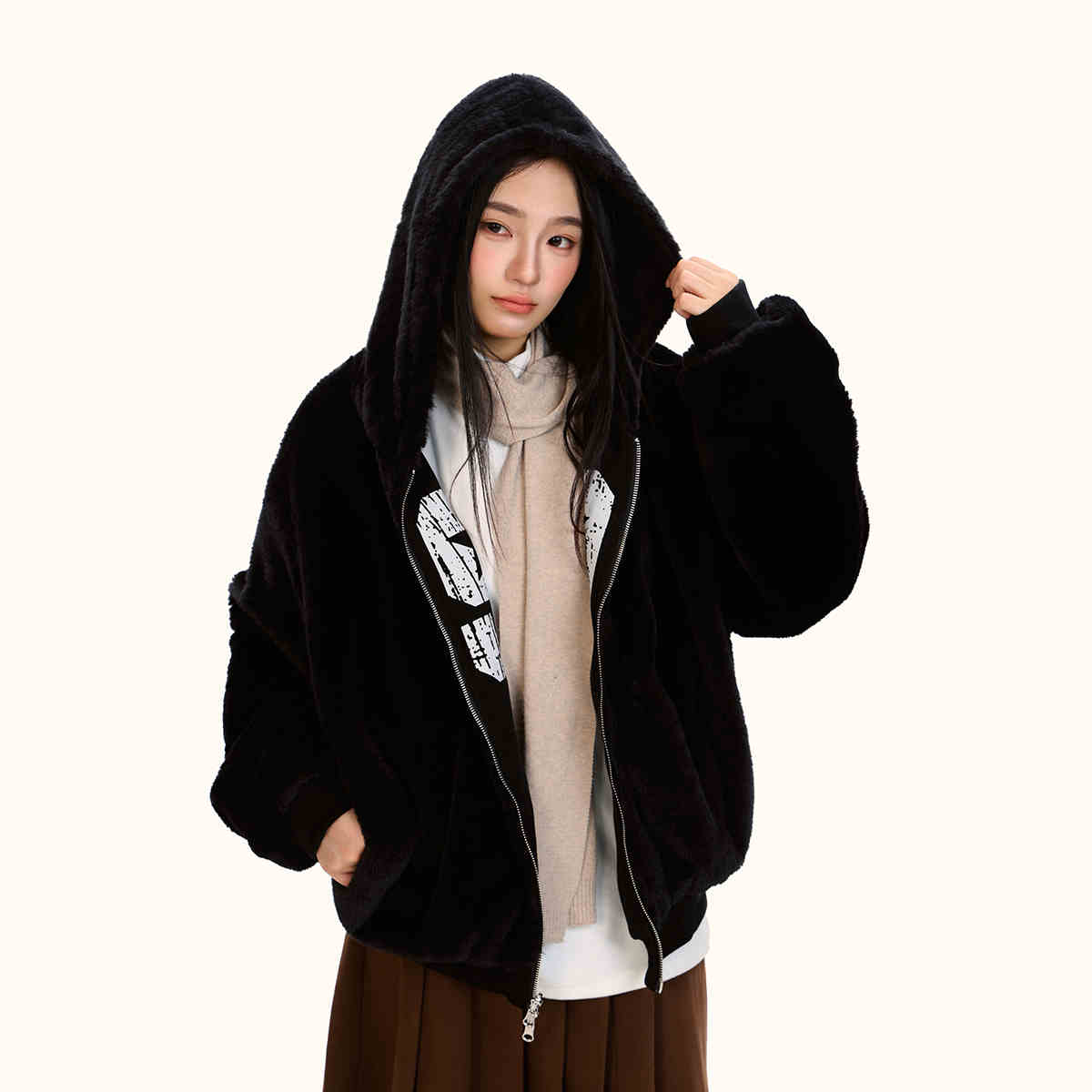 Reversible Fleece-Lined Padded Zip Hoodie