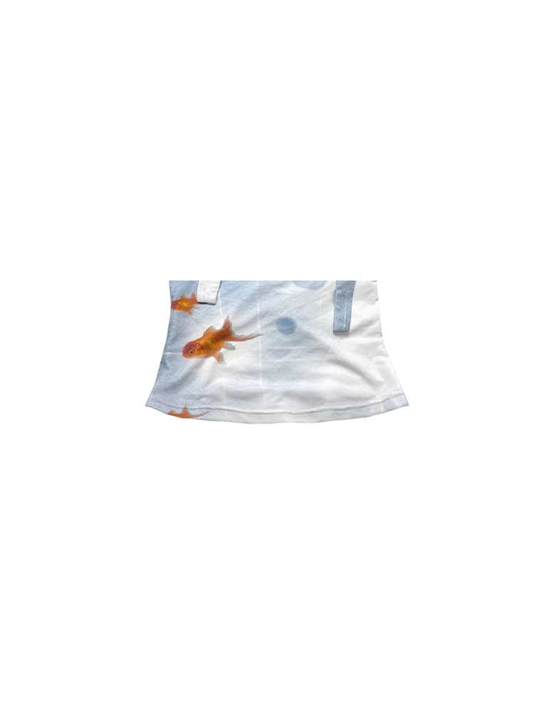 Elastic Slim-fit Off-shoulder Scarf Ribbon Mesh Short Sleeve T-shirt