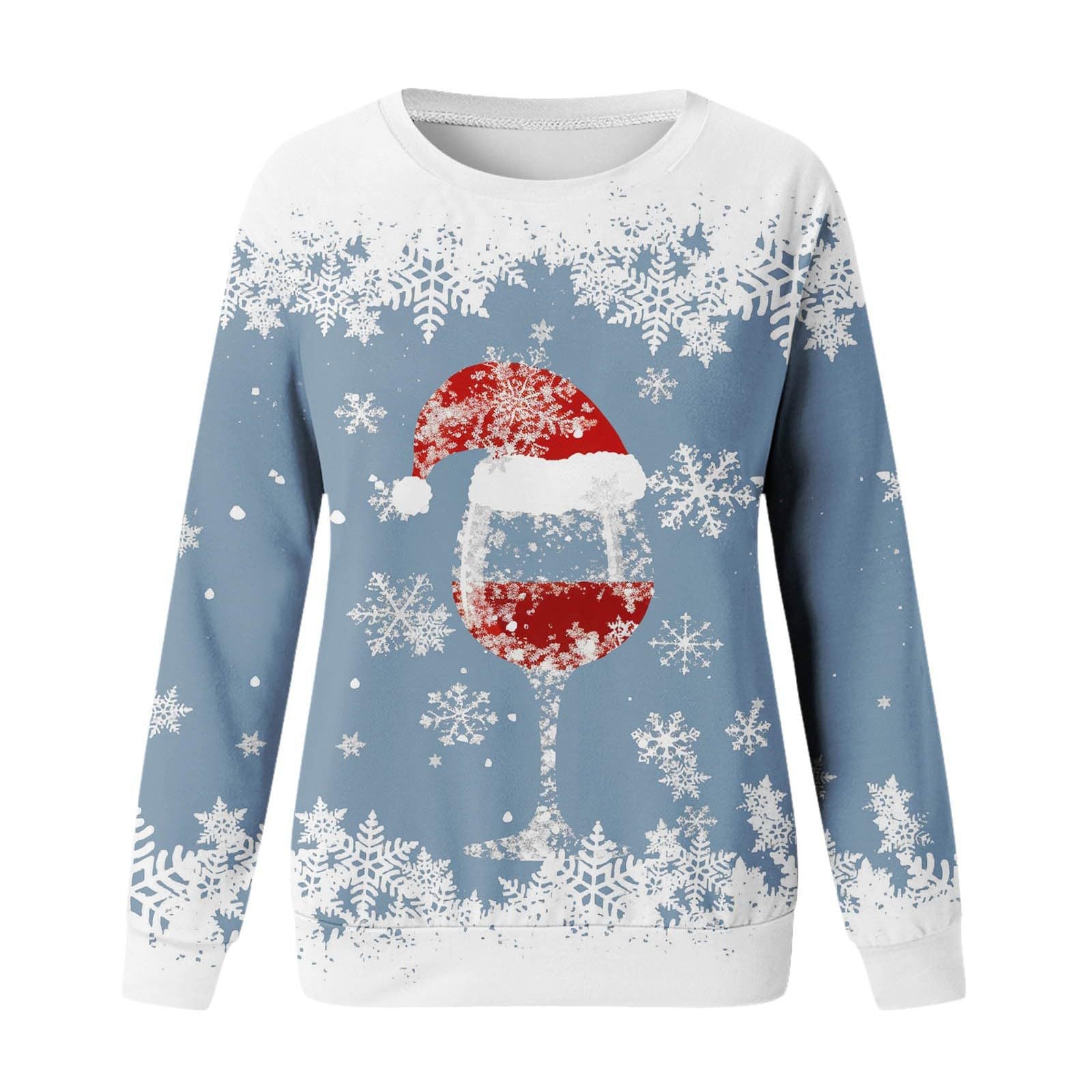 Festive 3D Print Christmas Women's Casual Crewneck Sweater