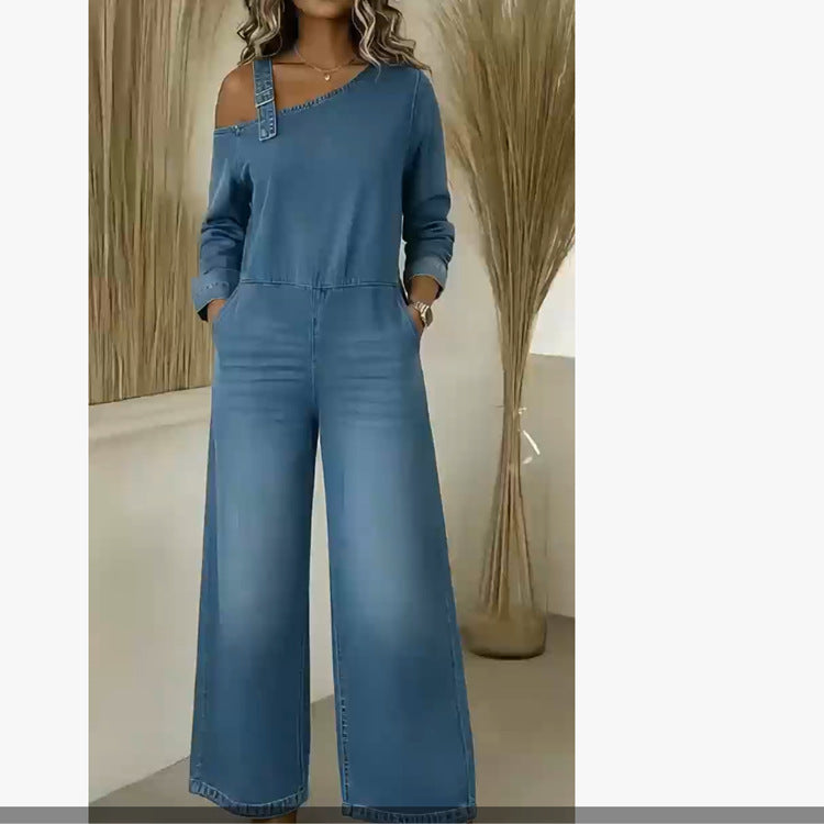 Cowboy One Neck Zipper Pocket Jumpsuit