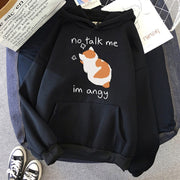 Cute Angry Cat Print Women's Streetwear Hoodie