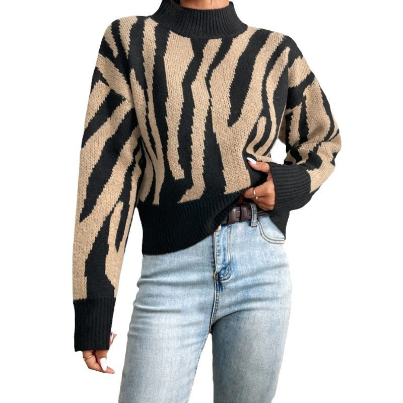 Jacquard Casual Sweater Loose Top for Women