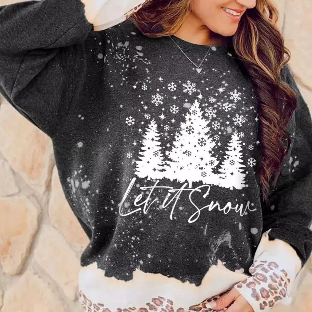 Chic Leopard Print Loose Round Neck Women's Fashion Sweater