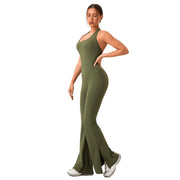 Flared Yoga Bodysuit for Women - Workout Jumpsuit