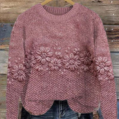 Plus Size European Print Pullover Sweater