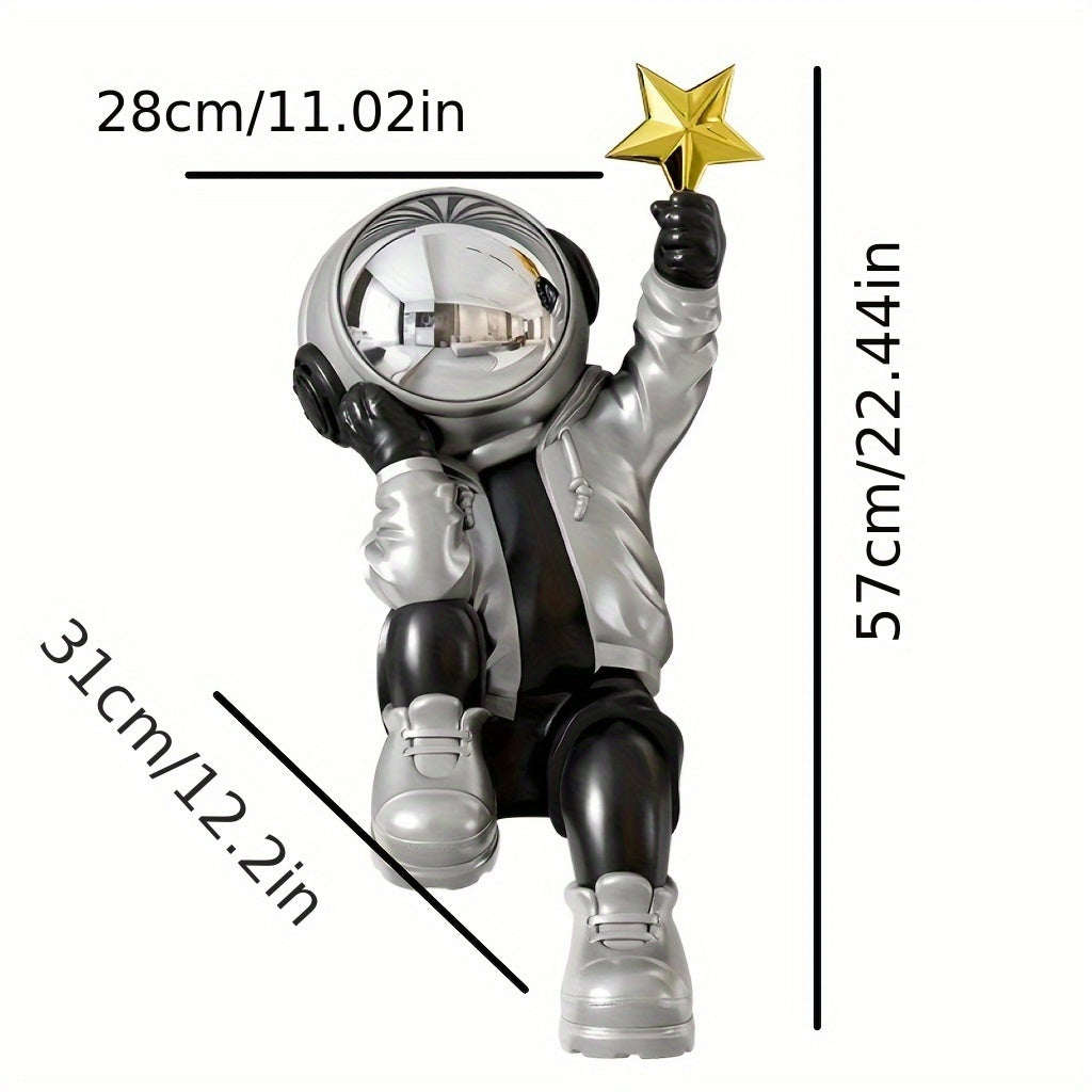 Large astronaut floor decor with tray space-themed room accent