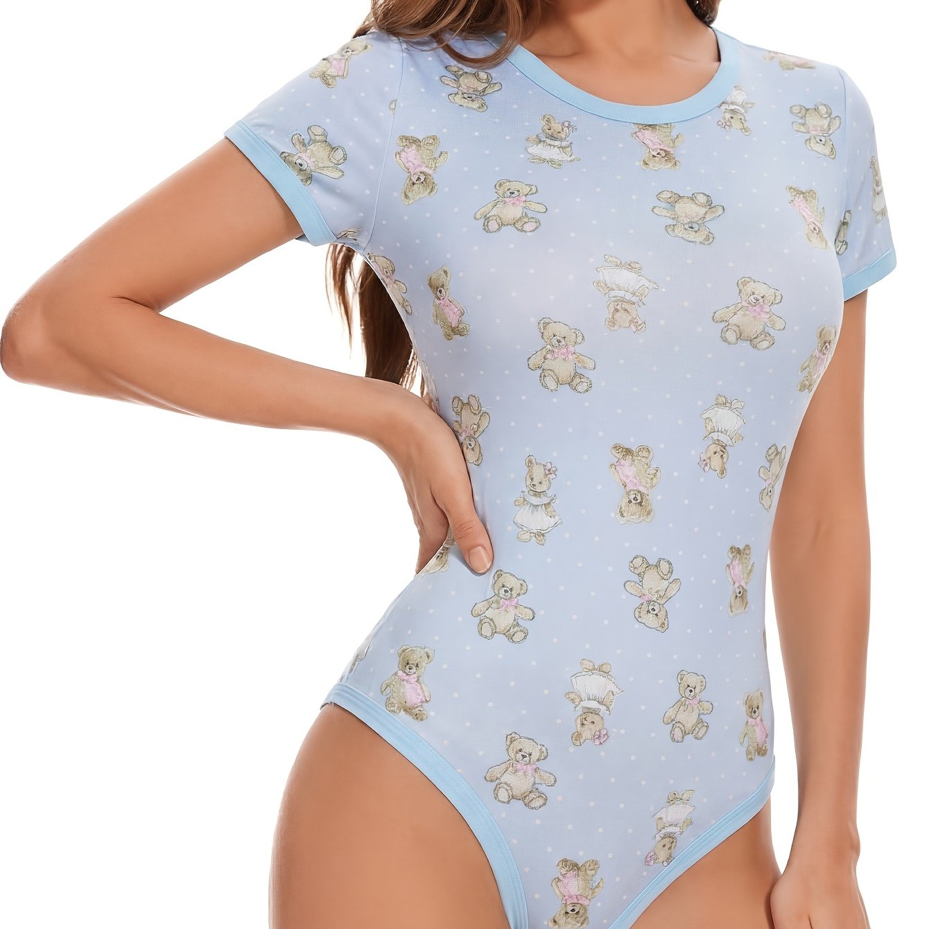 Women's Short Sleeve Printed Bodysuit for Spring/Summer