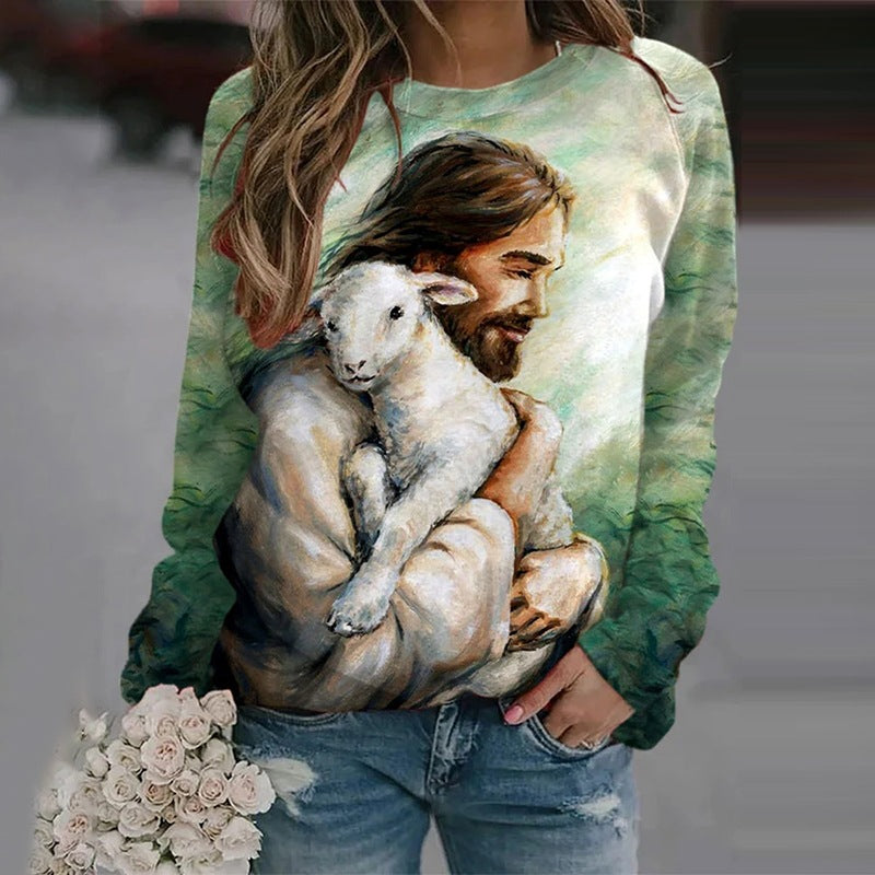 Trendy Animal Print Streetwear Hoodless Sweater for All