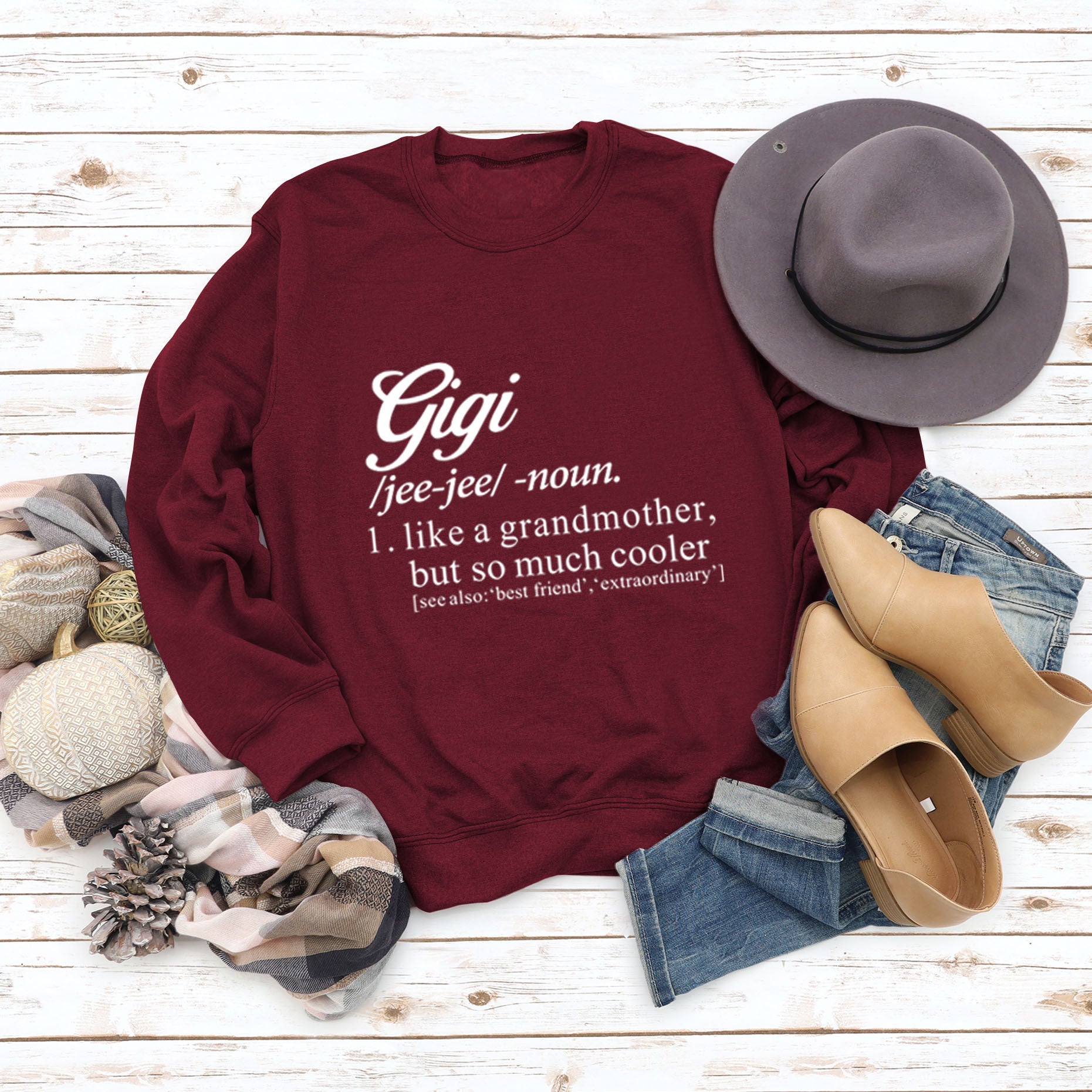 Women's Oversized Letter Print Long Sleeve Crewneck Sweater