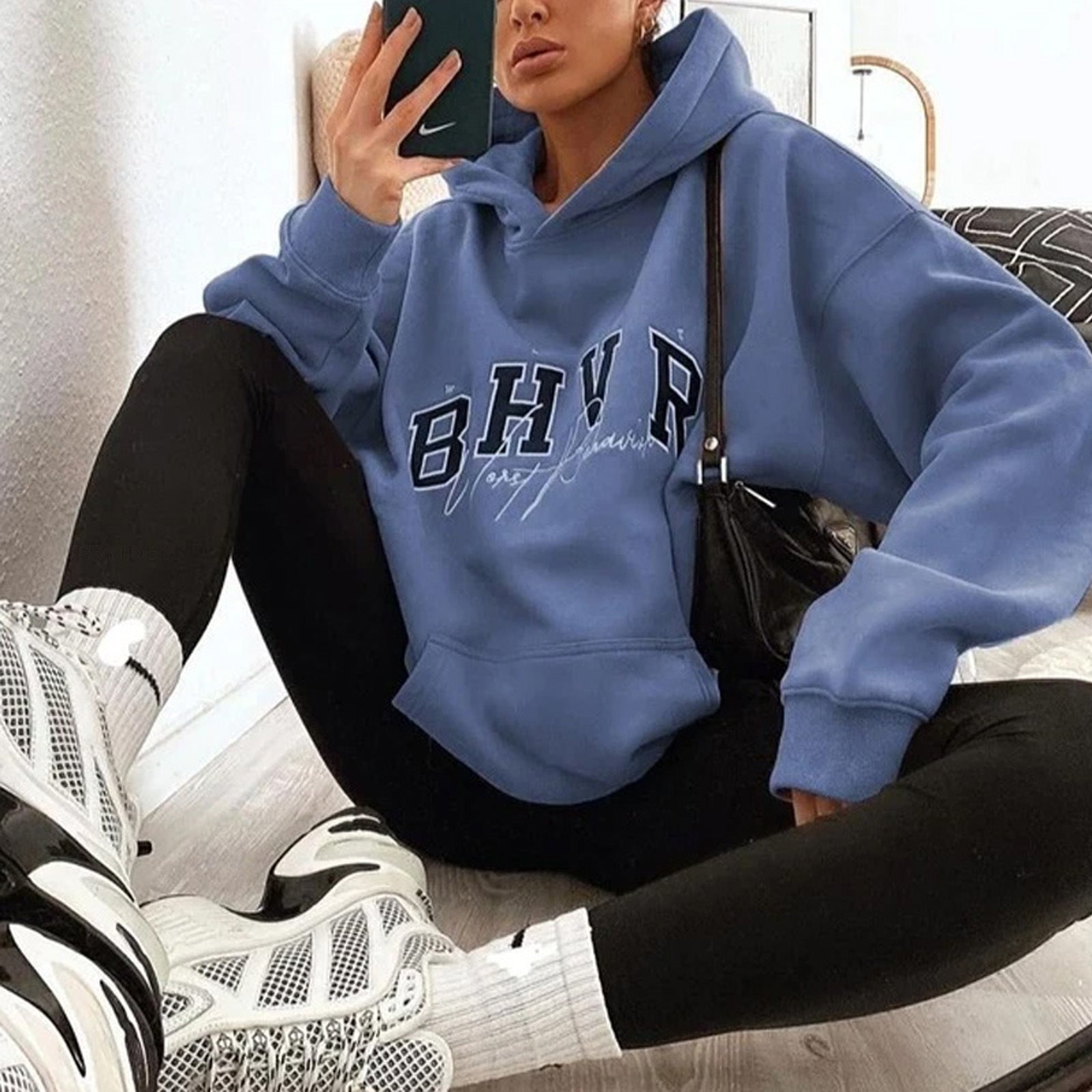 Cozy Gamer Letter Print Long-Sleeve Plush Hoodie