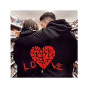 Cozy Heart Print Drop-Shoulder Fleece Sweatshirt