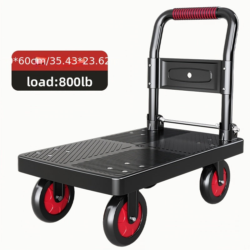 Heavy-Duty Folding Hand Cart with Silent Swivel Wheels, 660 Lbs Capacity