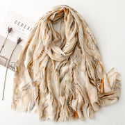 Bronzing Landscape Scarf - Soft Cotton & Linen Feel